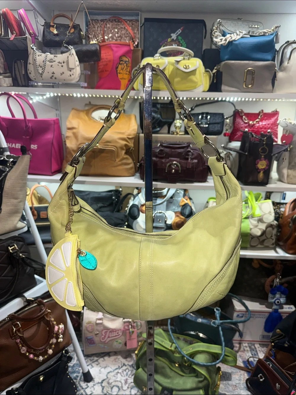Coach Vintage Soho Light Green Hobo Bag with Lemon Charm - Women's Shoulder Bag